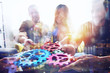 © alphaspirit - Business team connect pieces of gears. Teamwork, partnership and integration concept