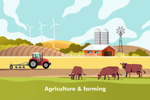 Agriculture And Farming. Agribusiness. Rural Landscape. Vector Illustration For Infographic, Websites And Print Media.