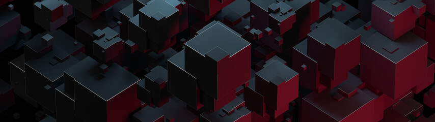 Poster - creative abstract wide background with geometric shapes. top view, modern trendy design, blocks stru