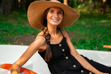 beautiful girl smiling with braces on her teeth