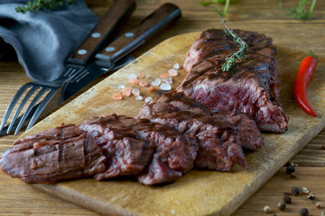 Wall Mural - skirt steak on a wooden background