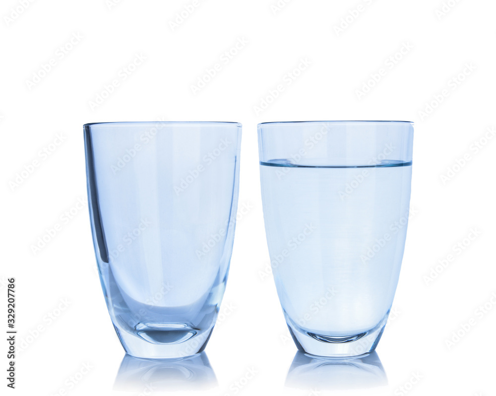 Glasses with fresh water on white background
