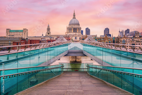 Photo: Millenium bridge and St Pauls Cathedral in London, England, UK Millenium bridge and St Pauls Cathedral in London, England, UK