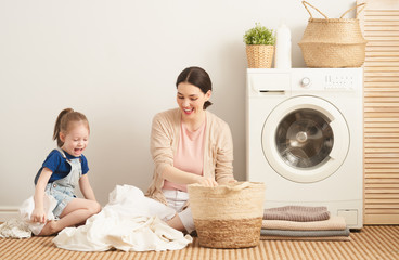 family doing laundry