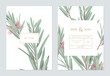 © momosama - Wedding invitation card template design, bottle brush branches on white