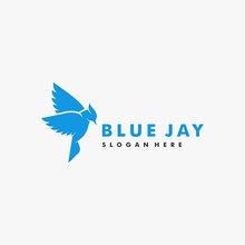 Vector Logo Illustration Bird Blue Jay Silhouette Style.