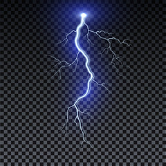 Wall Mural - realistic lightning. thunder spark light on transparent background. illuminated realistic path of th