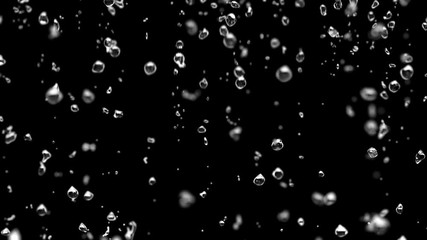 Wall Mural - close up rain falling down on blurred background. selective focus. 4k. 3d animation with alpha chann