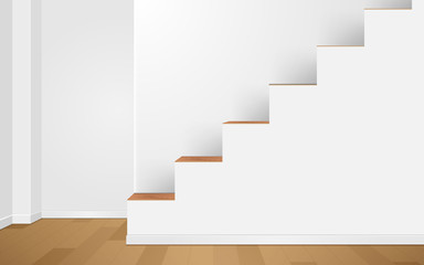 Wall Mural - wooden staircase in the white room