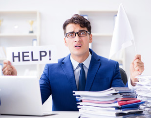 Businessman throwing white flag and giving up