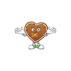 Sticker - Gingerbread love cartoon character design concept showing silent gesture