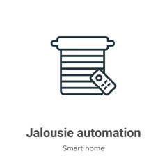 Poster - Jalousie automation outline vector icon. Thin line black jalousie automation icon, flat vector simple element illustration from editable smart home concept isolated stroke on white background