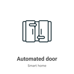 Poster - Automated door outline vector icon. Thin line black automated door icon, flat vector simple element illustration from editable smart home concept isolated stroke on white background