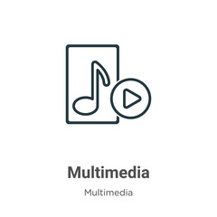Poster - multimedia outline vector icon. thin line black multimedia icon, flat vector simple element illustra