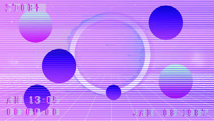Aufkleber - Fantasy sci-fi cosmic virtual reality retrofuturistic cyber landscape of arcade video game with neon 3d laser grid. Synthwave and retrowave style illustration, aesthetics of 80s-90s.