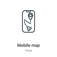 Poster - mobile map outline vector icon. thin line black mobile map icon, flat vector simple element illustra