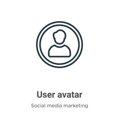 Poster - User avatar outline vector icon. Thin line black user avatar icon, flat vector simple element illustration from editable social concept isolated stroke on white background