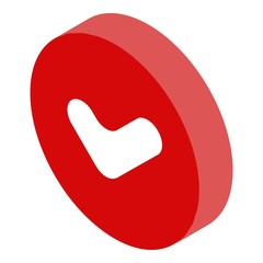 Poster - Red approved icon. Isometric of red approved vector icon for web design isolated on white background
