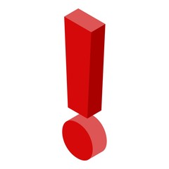 Poster - Exclamation sign icon. Isometric of exclamation sign vector icon for web design isolated on white background