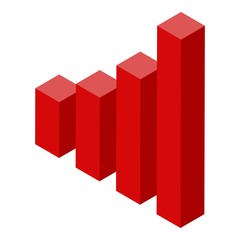 Poster - Red graph chart icon. Isometric of red graph chart vector icon for web design isolated on white background