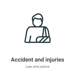 Poster - accident and injuries outline vector icon. thin line black accident and injuries icon, flat vector s