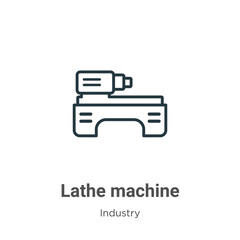 Poster - Lathe machine outline vector icon. Thin line black lathe machine icon, flat vector simple element illustration from editable industry concept isolated stroke on white background