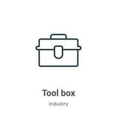 Poster - Tool box outline vector icon. Thin line black tool box icon, flat vector simple element illustration from editable industry concept isolated stroke on white background