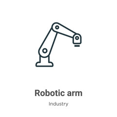 Poster - Robotic arm outline vector icon. Thin line black robotic arm icon, flat vector simple element illustration from editable industry concept isolated stroke on white background
