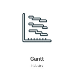 Poster - Gantt outline vector icon. Thin line black gantt icon, flat vector simple element illustration from editable industry concept isolated stroke on white background