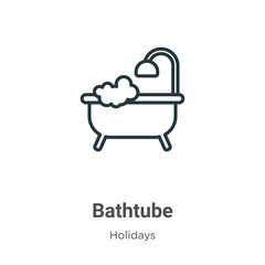 Poster - Bathtube outline vector icon. Thin line black bathtube icon, flat vector simple element illustration from editable holidays concept isolated stroke on white background