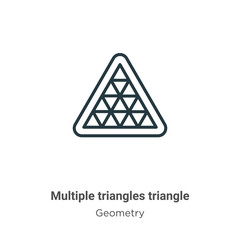 Poster - Multiple triangles triangle outline vector icon. Thin line black multiple triangles triangle icon, flat vector simple element illustration from editable geometry concept isolated stroke on white