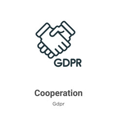 Poster - Cooperation outline vector icon. Thin line black cooperation icon, flat vector simple element illustration from editable gdpr concept isolated stroke on white background
