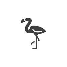 Flamingo Bird Vector Icon. Filled Flat Sign For Mobile Concept And Web Design. Flamingo Standing On One Leg Glyph Icon. Symbol, Logo Illustration. Vector Graphics