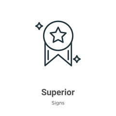 Poster - Superior outline vector icon. Thin line black superior icon, flat vector simple element illustration from editable signs concept isolated stroke on white background
