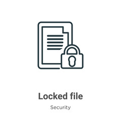 Poster - Locked file outline vector icon. Thin line black locked file icon, flat vector simple element illustration from editable security concept isolated stroke on white background