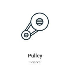 Poster - pulley outline vector icon. thin line black pulley icon, flat vector simple element illustration fro
