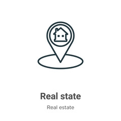 Poster - Real state outline vector icon. Thin line black real state icon, flat vector simple element illustration from editable real estate concept isolated stroke on white background