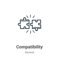 Poster - Compatibility outline vector icon. Thin line black compatibility icon, flat vector simple element illustration from editable general concept isolated stroke on white background