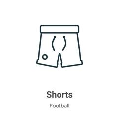 Poster - Shorts outline vector icon. Thin line black shorts icon, flat vector simple element illustration from editable football concept isolated stroke on white background