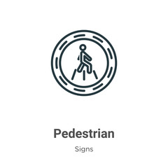 Poster - Pedestrian outline vector icon. Thin line black pedestrian icon, flat vector simple element illustration from editable signs concept isolated stroke on white background