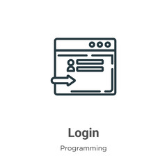 Poster - Login outline vector icon. Thin line black login icon, flat vector simple element illustration from editable programming concept isolated stroke on white background