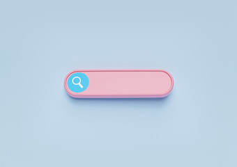 Poster - minimal blank search bar on pastel blue background. web search concept. 3d rendering