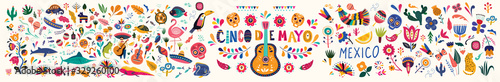 Fototapeta Beautiful vector illustration with design  for Mexican holiday 5 may Cinco De Mayo
