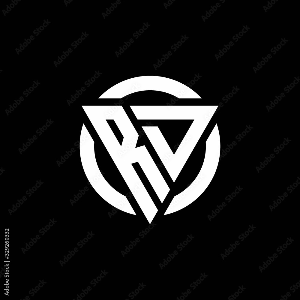 RD logo with triangle shape and circle rounded design template Stock ...