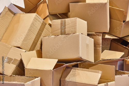 Several cardboard boxes ready to be recycled. Sustainable eco environment