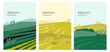 Vector illustrations of landscape, cultivated farm land, nature. Banners with agriculture or farming concept. Set of agricultural backgrounds. Design template for flyer, poster, book or brochure cover