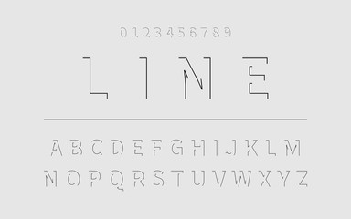 Poster - line font. alphabet in latin. font alphabet with letters and numbers in linear design. vector illust