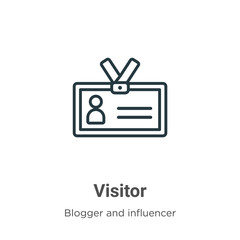 Poster - Visitor outline vector icon. Thin line black visitor icon, flat vector simple element illustration from editable blogger and influencer concept isolated stroke on white background