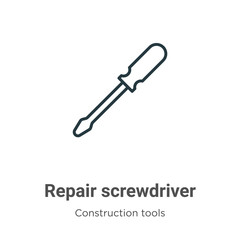 Poster - Repair screwdriver outline vector icon. Thin line black repair screwdriver icon, flat vector simple element illustration from editable tools concept isolated stroke on white background