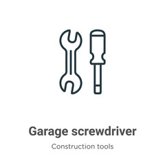 Poster - Garage screwdriver outline vector icon. Thin line black garage screwdriver icon, flat vector simple element illustration from editable tools concept isolated stroke on white background